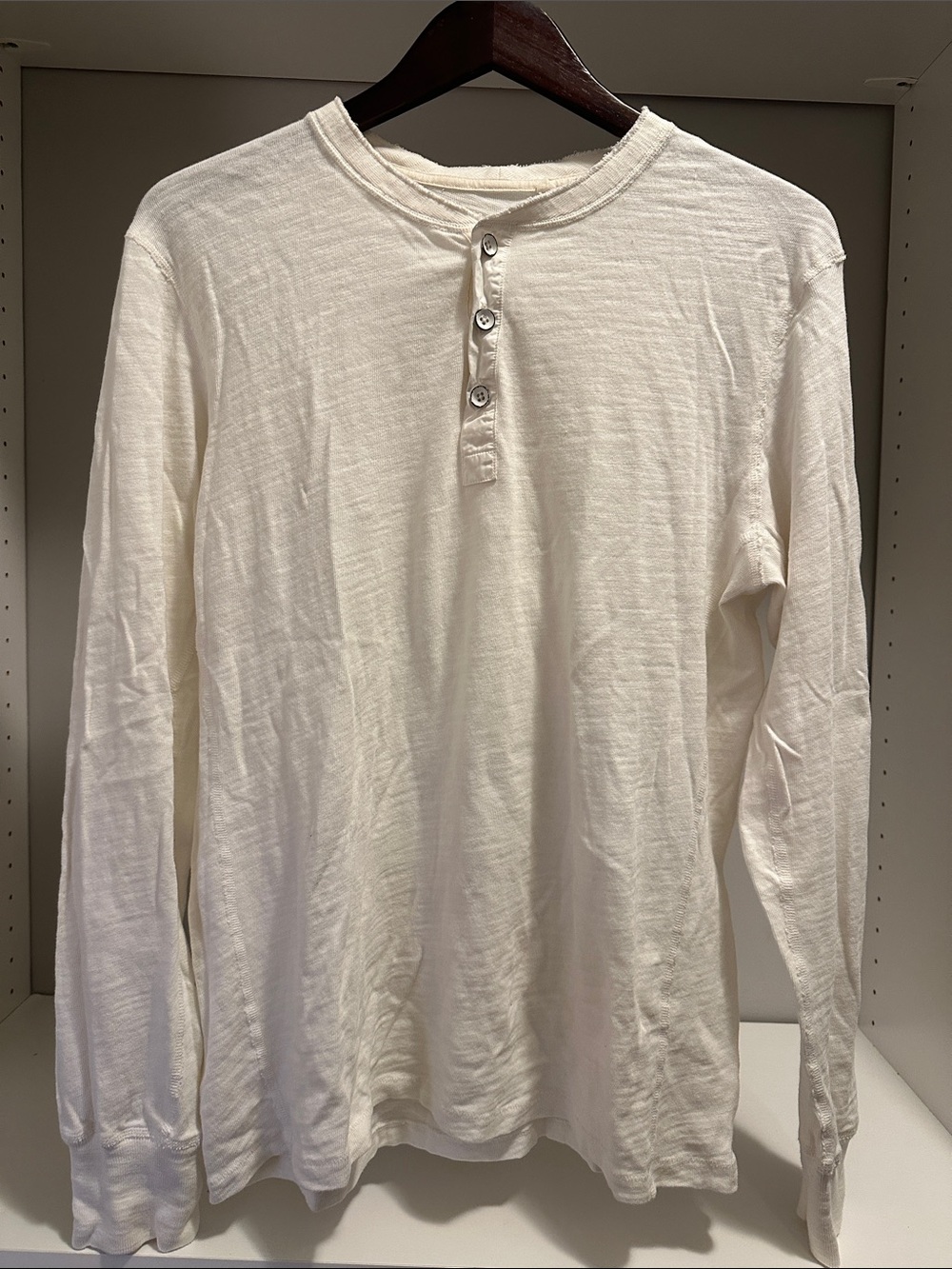 rag & bone white Long-Sleeve Henley Shirt